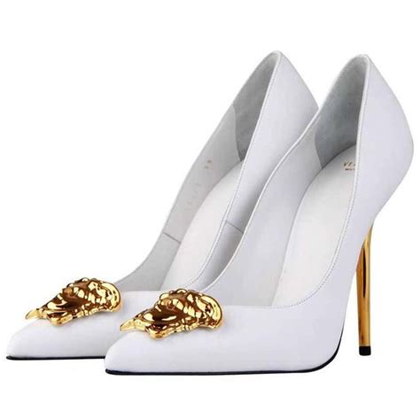 all white versace heels|Versace palazzo high heels.